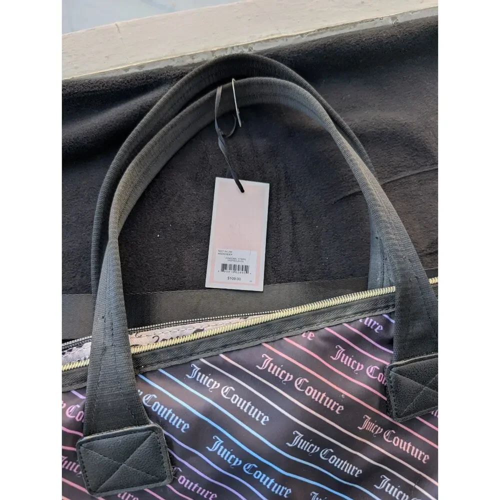 Juicy Couture XL Weekender Bag Rainbow Diagonal Stripe 